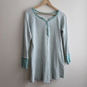 Maurices Waffle Knit Thermal Henley Size M Y2K Bella Swan Pastel Buttons Teal